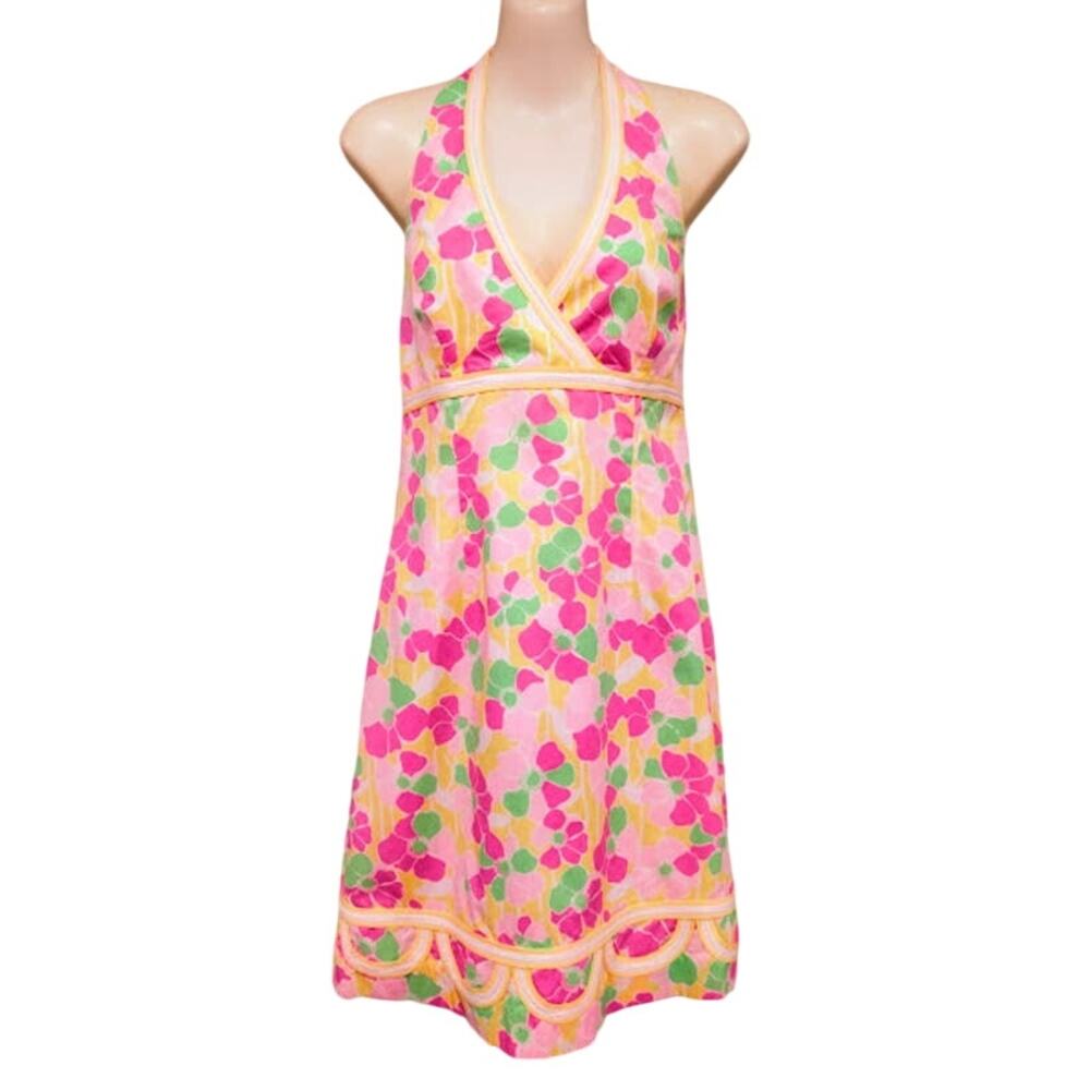 Lilly Pulitzer Halter Dress, Pink and Yellow,‎ Size 6